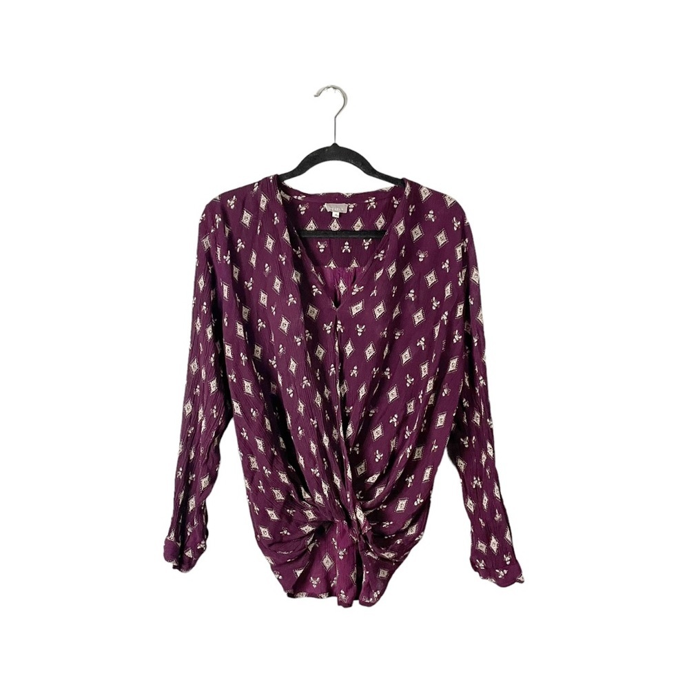 Braeve Lightweight Wrap Long Sleeve V Neck Business Casual Blouse Size Small